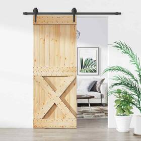 3203208 Vidaxl Sliding Door With Hardware Set Interior 31.5 Inch X82.7 Solid Wood Pine