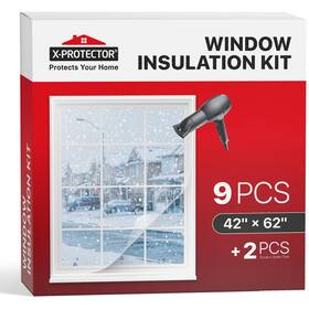 X-protector Al-283 X-protector Window Insulation For Winter - 42in 62in 9 Pack Transparent