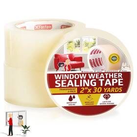 Twst230p3 Xfasten Transparent Window Weather Stripping Tape 2 Inch X 30yds 3pk Clear