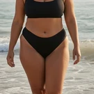 J.crew Black Curved Waist Mid Rise Cheeky Bikini Bottoms Women's Size 3X Nwt. Fixed Price $17.00.