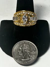 Men Gold Clear Rhinestone Ring Size 9.5 R3122. Fixed Price $9.59.