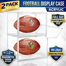 2 Pack Football Display Case Acrylic Magnetic Door Uv Dust Full Size Holder New. Fixed Price $39.99.