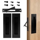 Black Pocket Door Hardware Set 2 Recessed Finger Flush Pulls 1 Edge. Fixed Price $14.36.