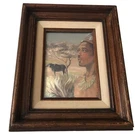 .native American Indian Reflective Gold Foil Framed Matted Art Print 10/12. Fixed Price $26.99.