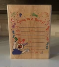 Suzy Zoo Rubber Wood Block Invitation Come To Party Stampede. Fixed Price $11.50.