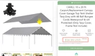 10 X 20 Ft Carport,replacement Canopy Cover Garage Top Tent Shelter Tarp,grey Wi. Fixed Price $34.99.