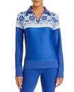 Aqua L110651 Womens Blue Athletic Quarter Zip Fair Isle Top Size Xs. Fixed Price $61.60.