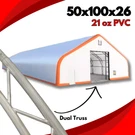 50X100X26 Dual Truss *21OZ Pvc* Canvas Fabric Storage Building Shelter Barn Shop. Fixed Price $15000.00.