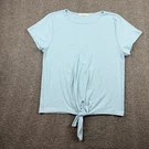 Copper Key Light Blue Women's Ribbed Tie Front Short Sleeve Top KTP110657-D. Fixed Price $12.99.