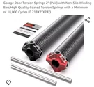 Garage Door Torsion Springs Pair Of 0.218 X 24INCH With Winding Bars Zhent. Fixed Price $55.00.
