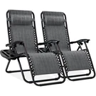 Set Of 2 Gray Zero Gravity Lounge Chairs With Cup Holders For Outdoor Relaxation. Fixed Price $121.72.