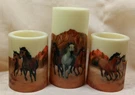 Of 3 Flameless Led Candles Collections Etc. - Galloping Wild Horses 6" & 4". Fixed Price $14.99.