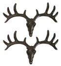 Pack Of 2 Hunters Rack Deer Elk Skull Antlers Wall Mounted Coat Hooks Plaque. Fixed Price $24.99.
