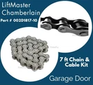 Nib Liftmaster Chamberlain 7FT Garage Door Chain & Cable Kit 002D1817-10. Fixed Price $37.50.