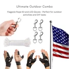 Hand Gloves With Led Flashlight & Nylon Flagpole Line Rope Combo PACK(BULK3SETS). Fixed Price $67.78.